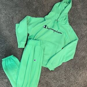 Champion Green Track Pants & Hoodie Set